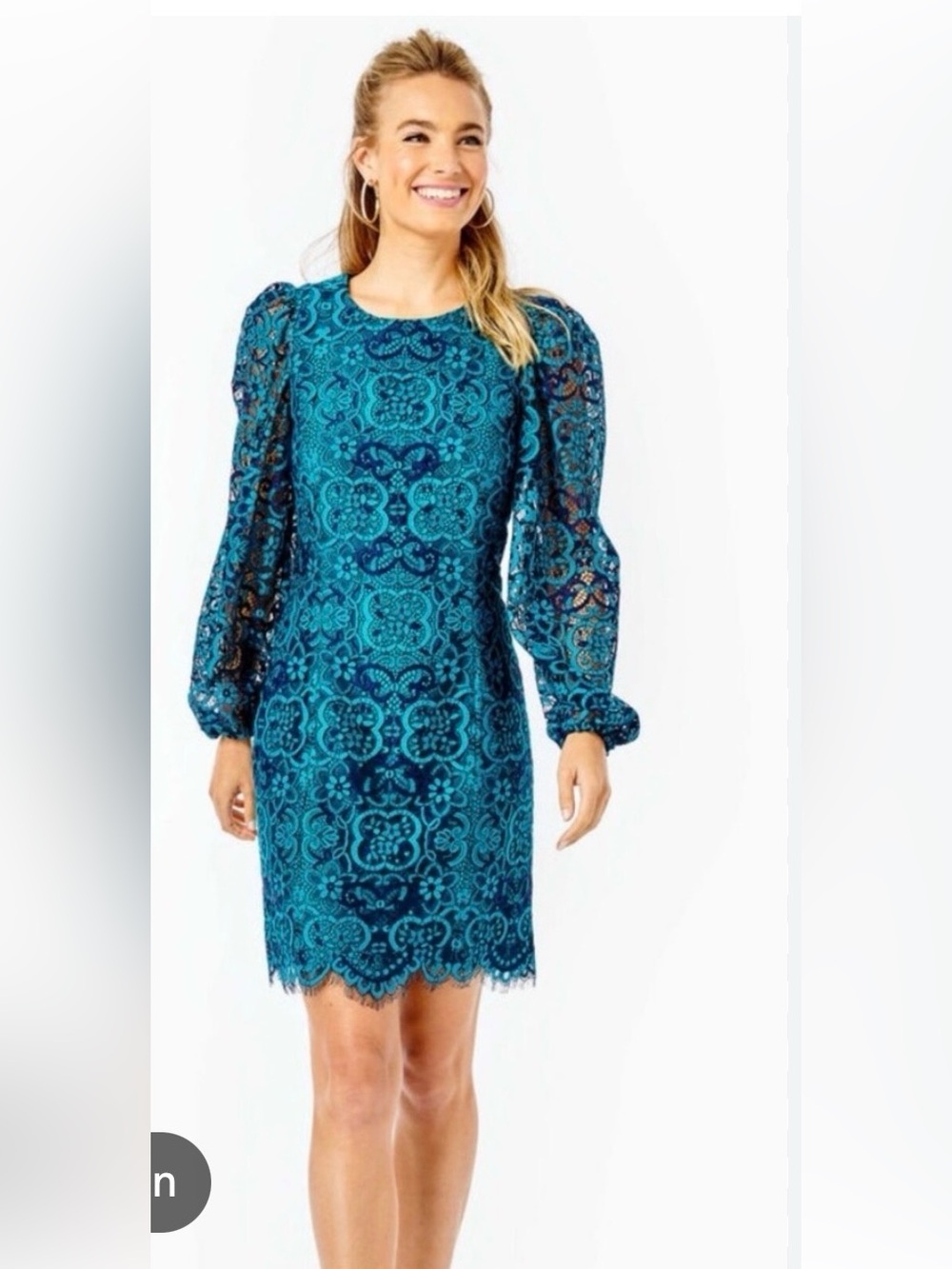 Lily PuLitzer Georgi Lined Lace Dress in Valencia Teal Sz 6